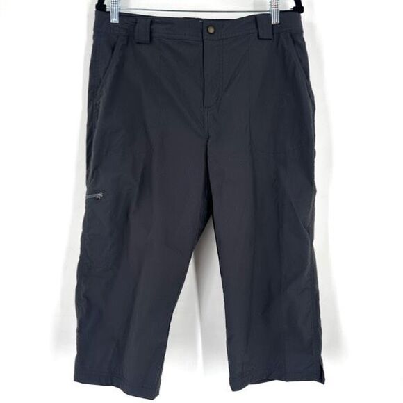 LL Bean Comfort Cycling Capris Pants Removable Shorts Size Medium Black Hiking - Picture 1 of 16
